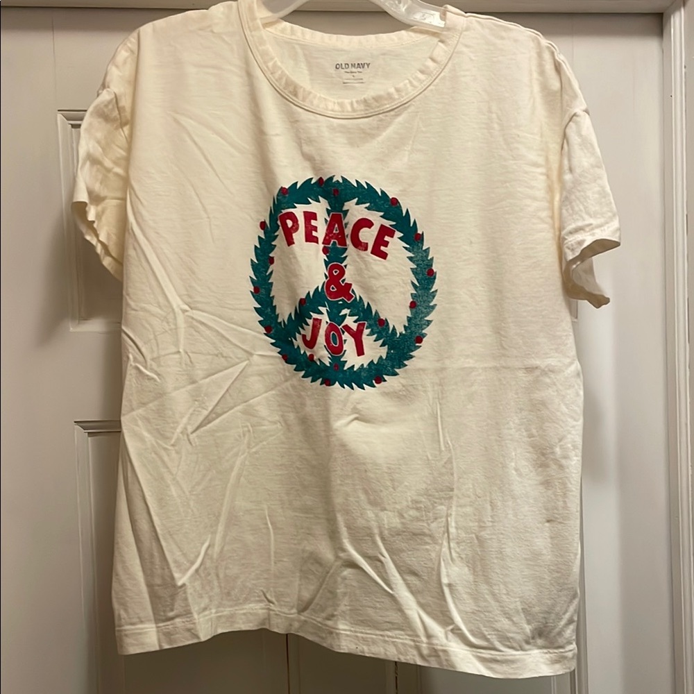 Old Navy White Peace & Joy T-Shirt